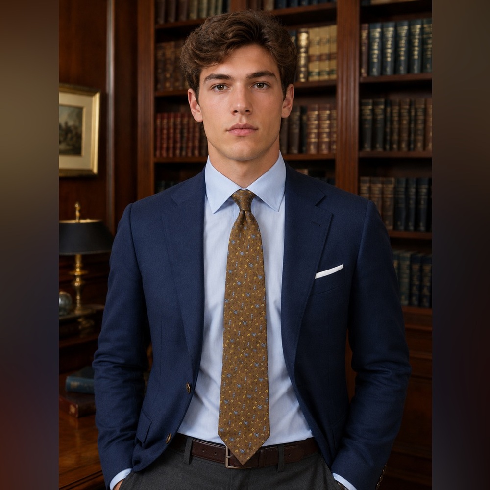 Salvatore Ferragamo Brown Dinosaur Silk Tie - Picture 3 of 3